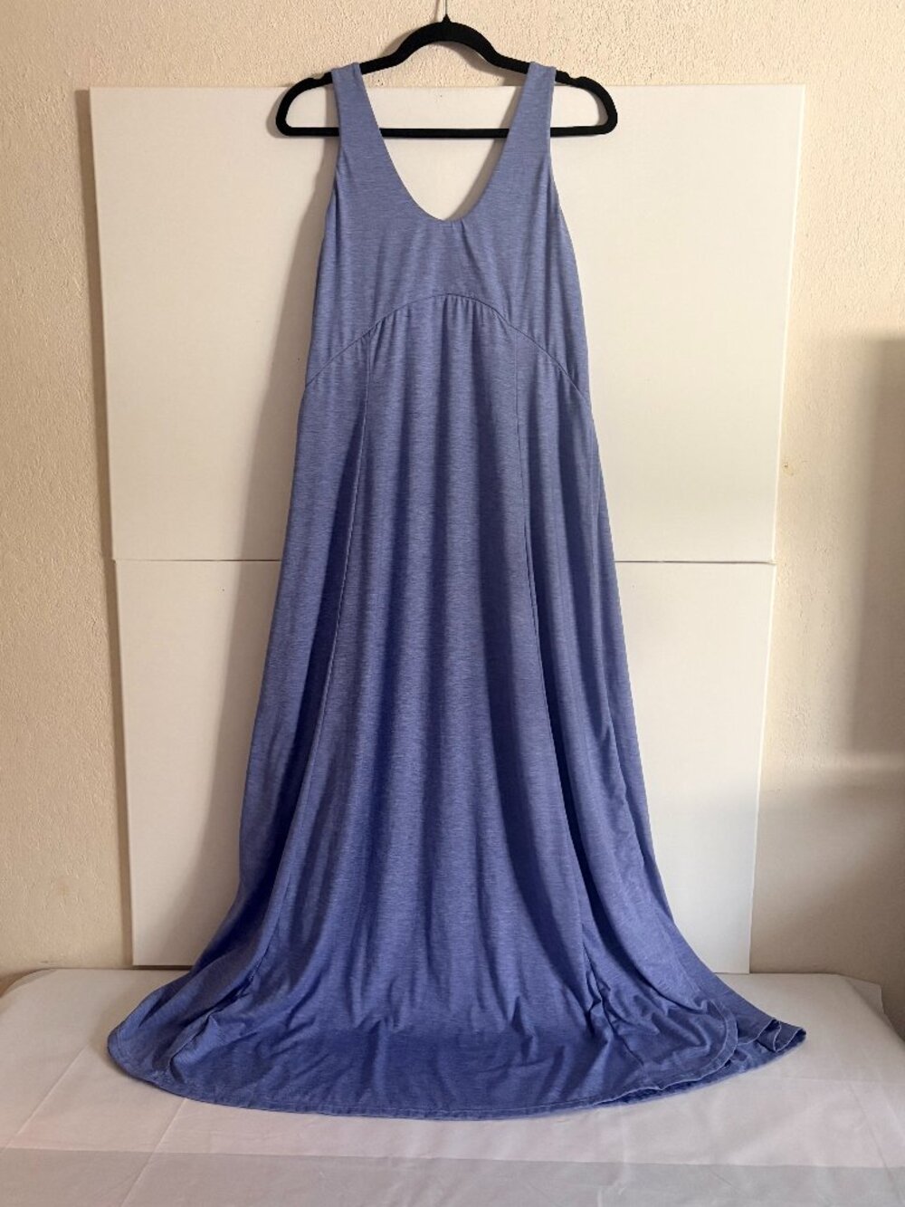 Halara Woman Indigo Blue U Neck Flowy Maxi Casual High Slits Tank Dress Sz L
